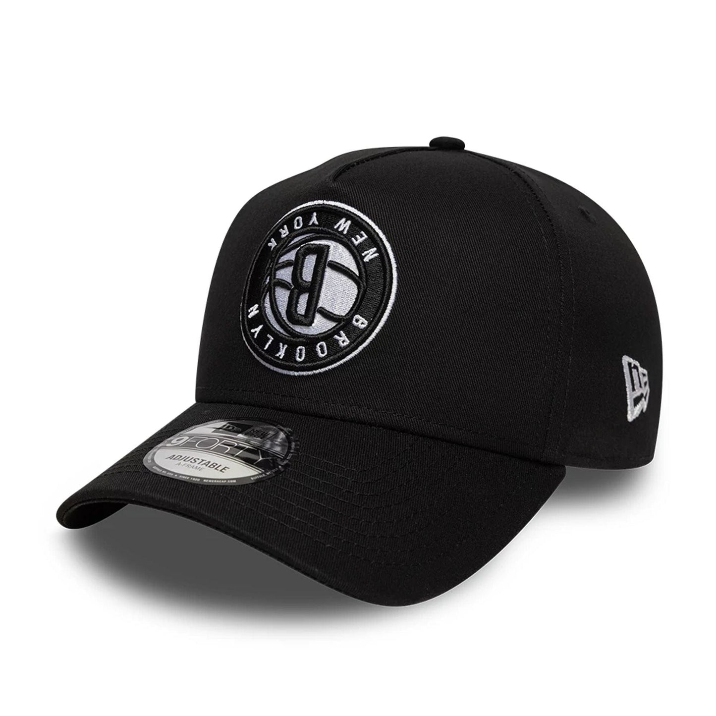 This is a Brooklyn Nets NBA Black 9FORTY A-Frame Adjustable Cap 1