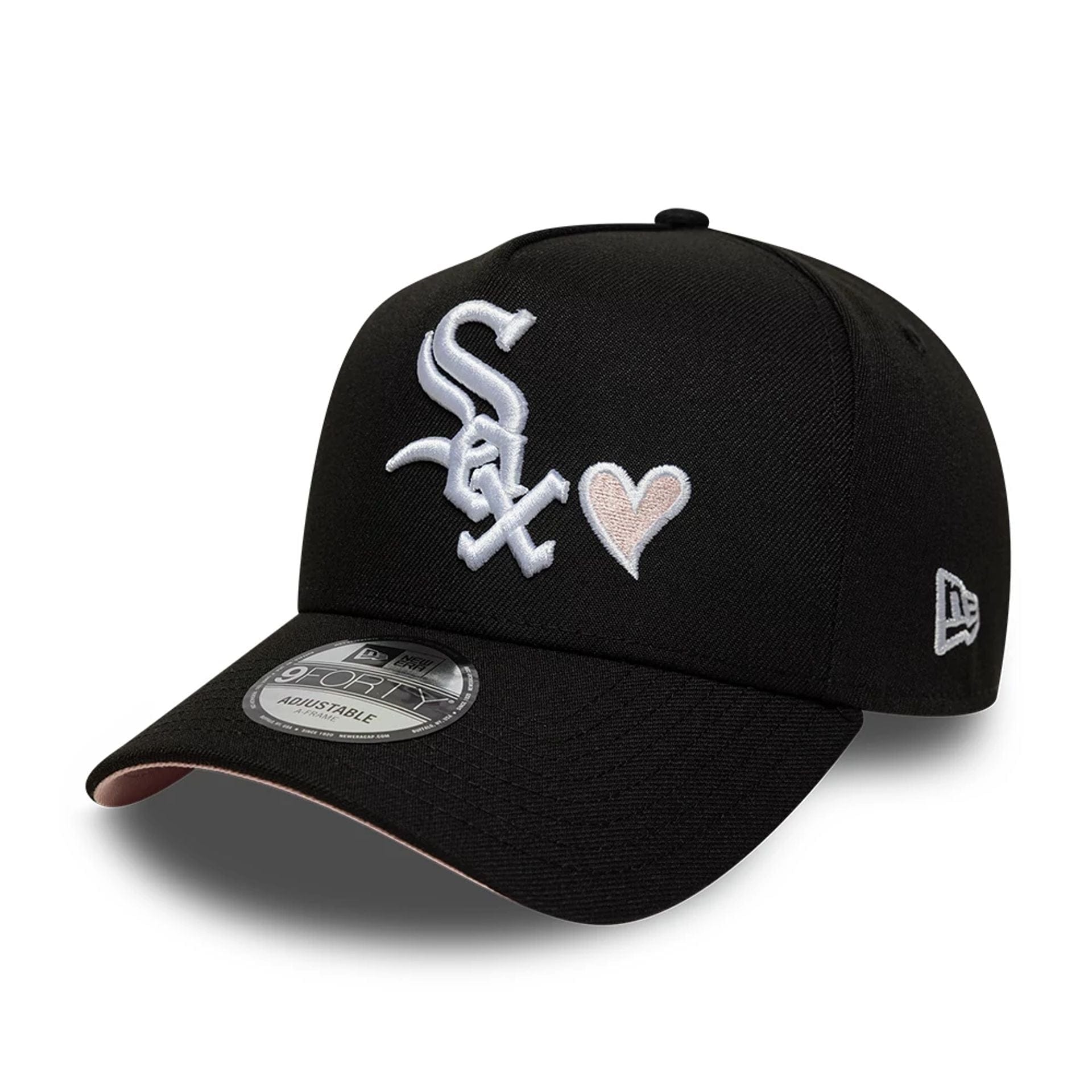 This is a Chicago White Sox MLB Heart Black 9FORTY A-Frame Adjustable Cap 1