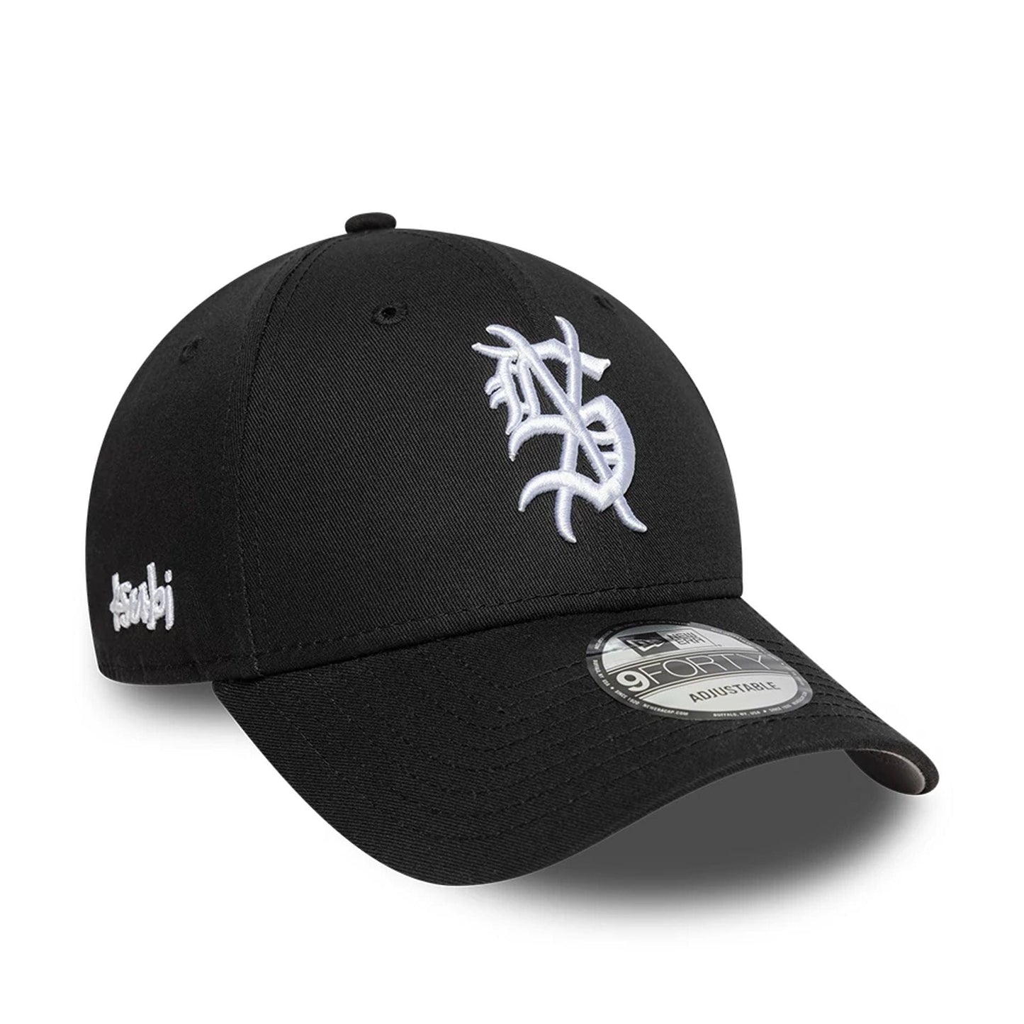 This is a Ksubi X New Era Black 9FORTY Adjustable Cap 1