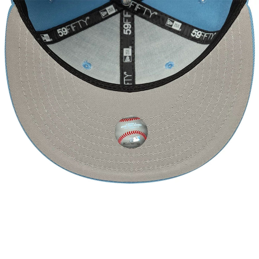 Pictured is this MLB LA Dodgers 59FIFTY Fitted cap in pastel blue. 2