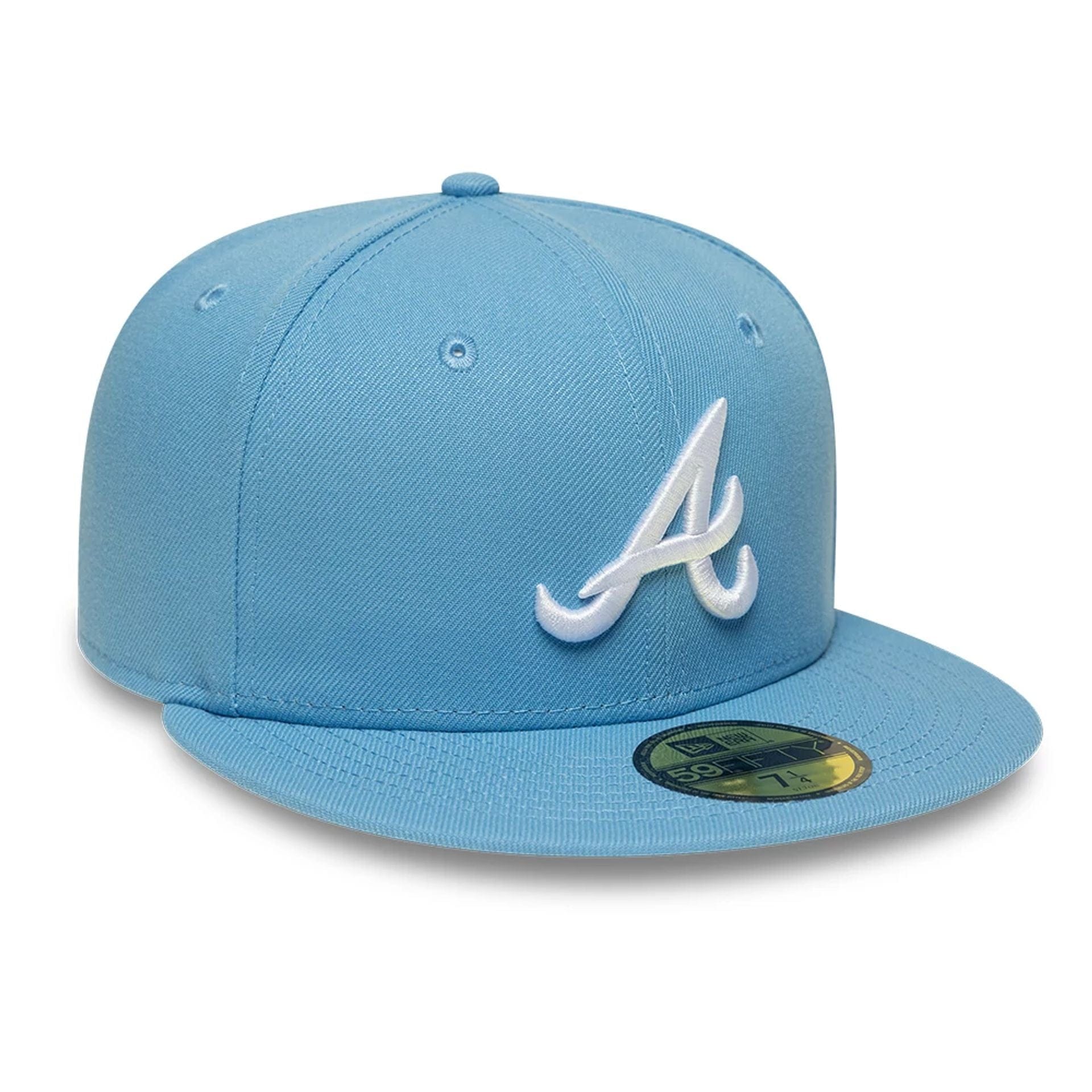 Pictured is this MLB Atlanta Braves 59FIFTY Fitted cap in pastel blue. 4