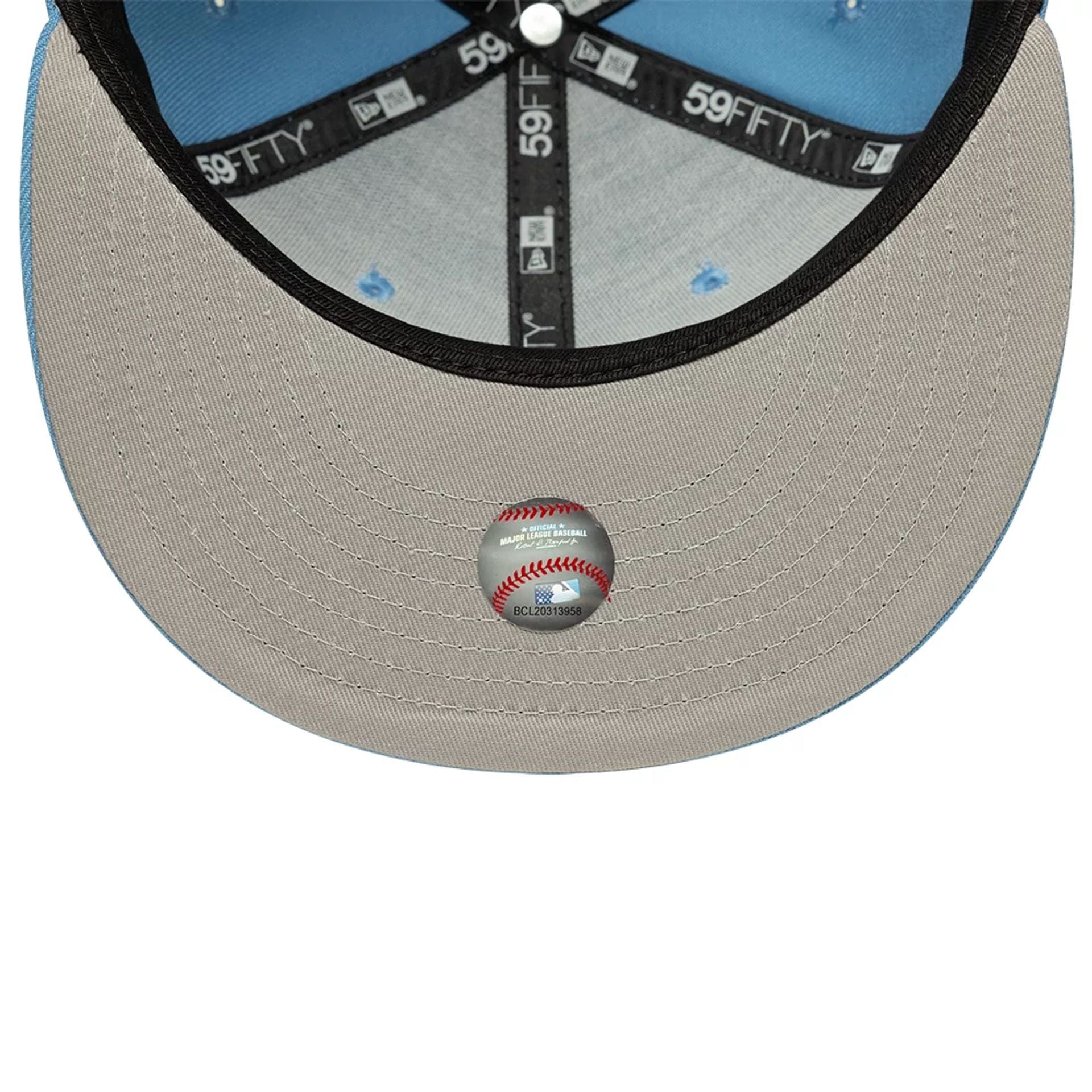 Pictured is this MLB Detroit Tigers 59FIFTY Fitted cap in pastel blue. 2