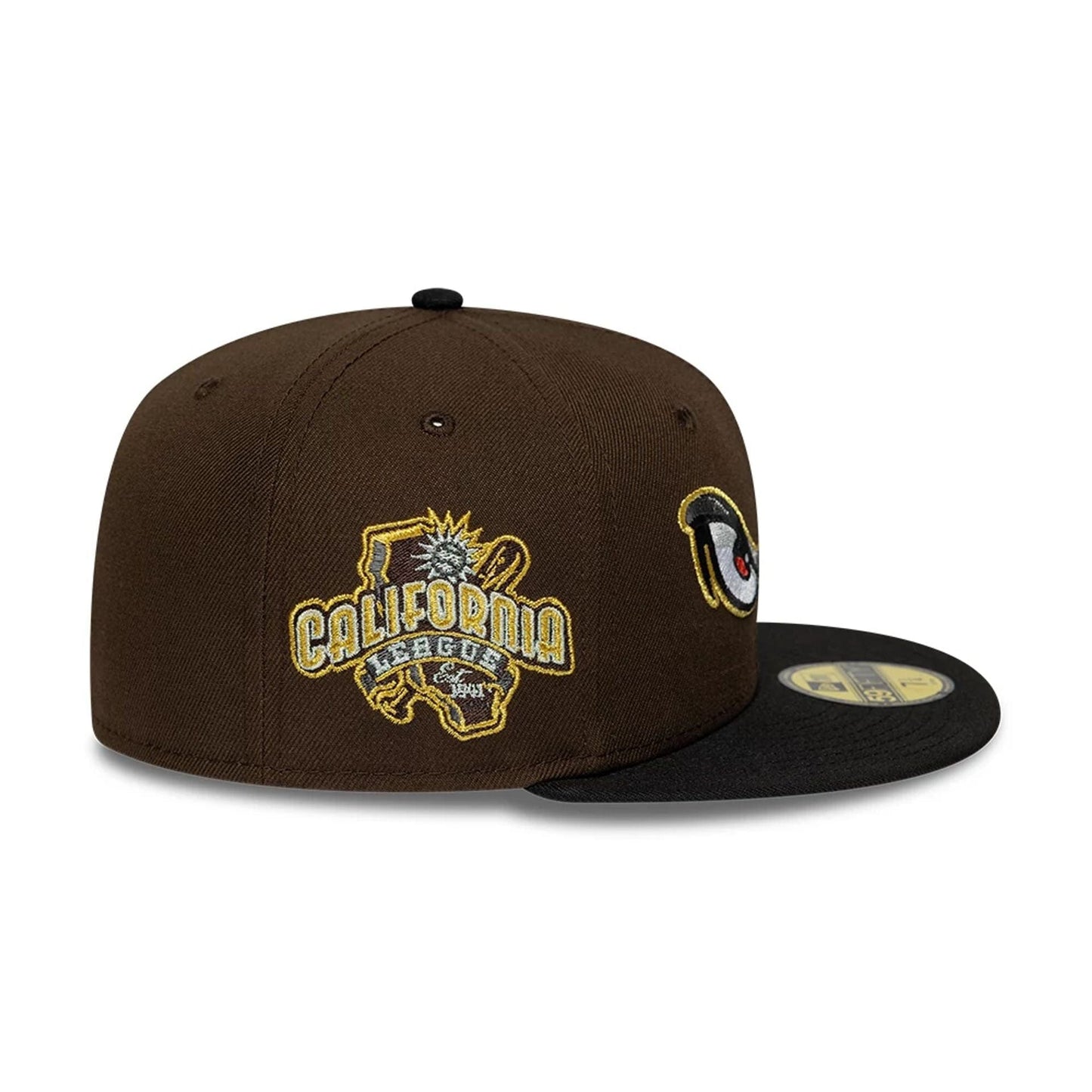 Pictured is this MiLB Pinwheel Lake Elsinore Storm 59FIFTY Fitted cap in dark brown. 6