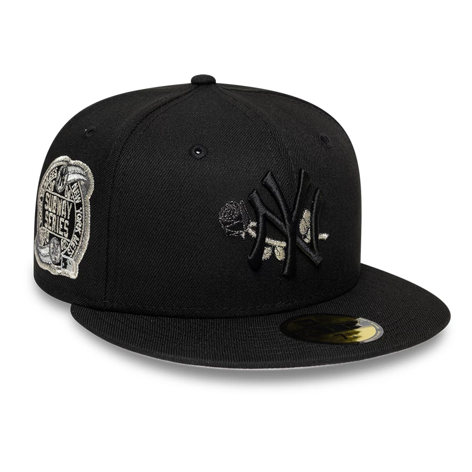 Pictured is this MLB Rose New York Yankees 59FIFTY Fitted cap in black. 1