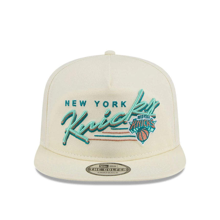 This is a New York Knicks NBA Cream Golfer Adjustable Cap 3
