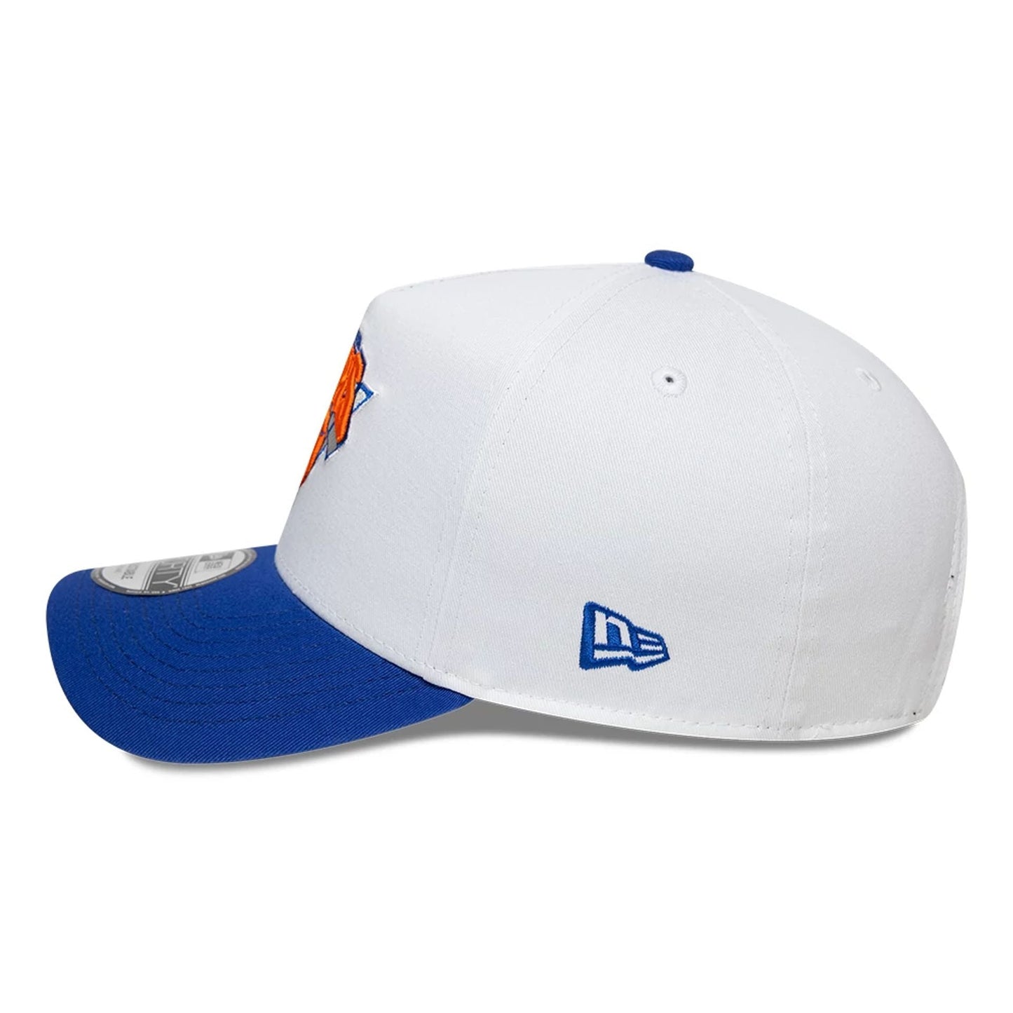 This is a New York Knicks NBA White 9FORTY A-Frame Adjustable Cap 5