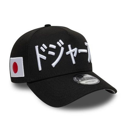 Pictured is this MLB Kanji LA Dodgers 9FORTY A-Frame Adjustable cap in black. 1