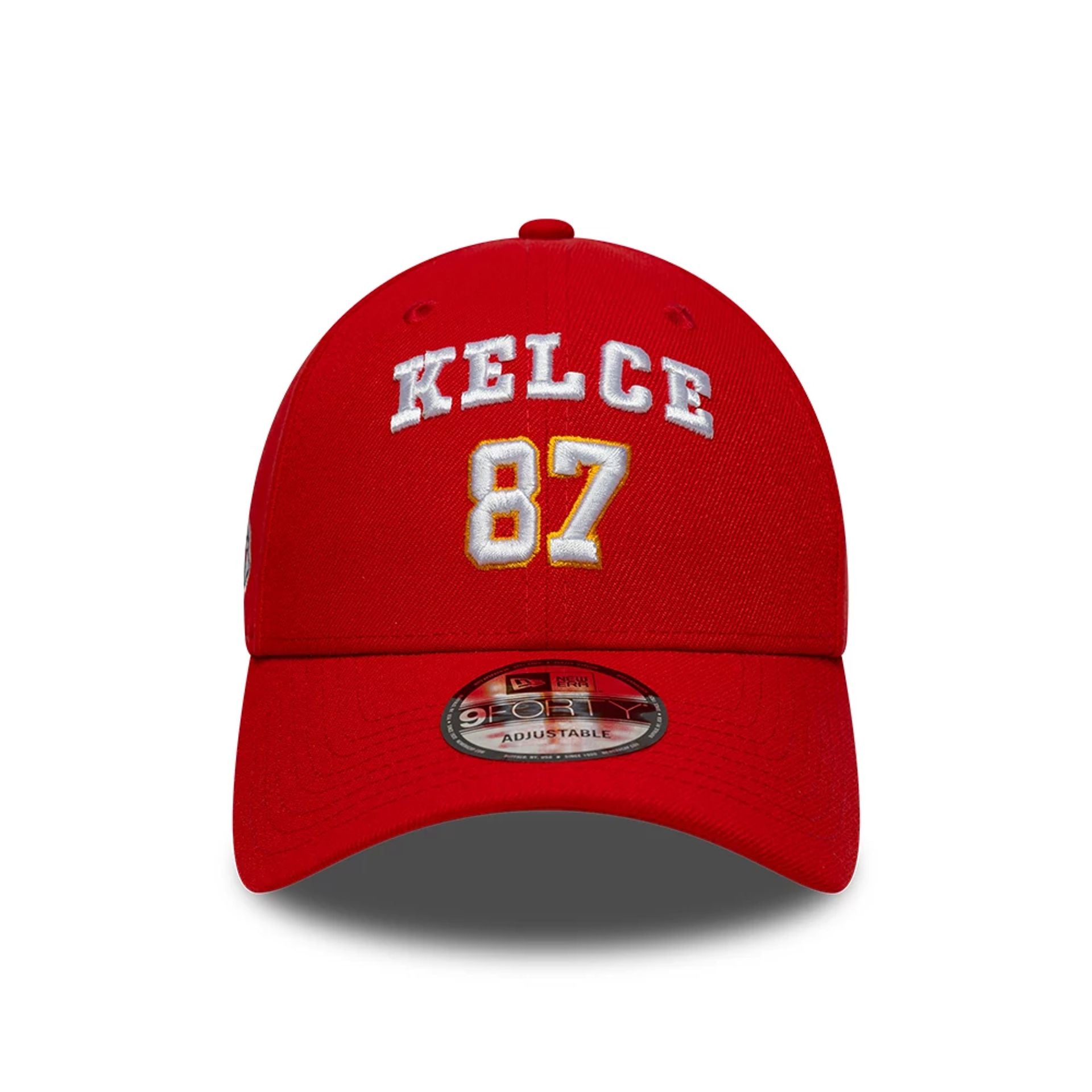 This is a Kansas City Chiefs NFL Travis Kelce Red 9FORTY Adjustable Cap 2