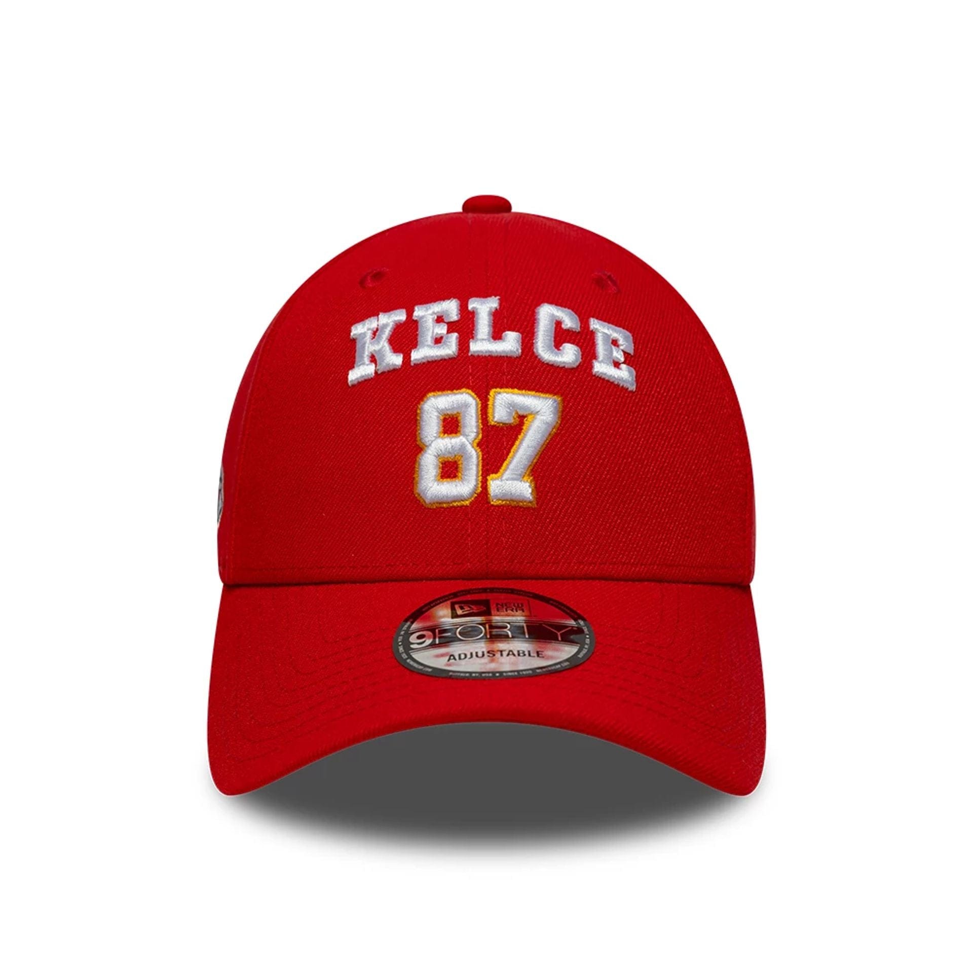 This is a Kansas City Chiefs NFL Travis Kelce Red 9FORTY Adjustable Cap 2