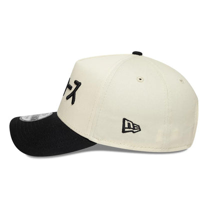 Pictured is this MLB Kanji LA Dodgers 9FORTY A-Frame Adjustable cap in cream & black. 5