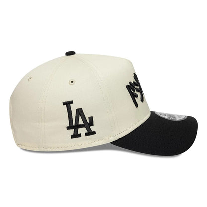 Pictured is this MLB Kanji LA Dodgers 9FORTY A-Frame Adjustable cap in cream & black. 4