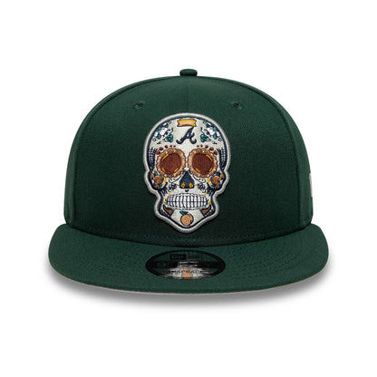 This is a Atlanta Braves MLB Sugar Skull Dark Green 9FIFTY Snapback Adjustable Cap 3