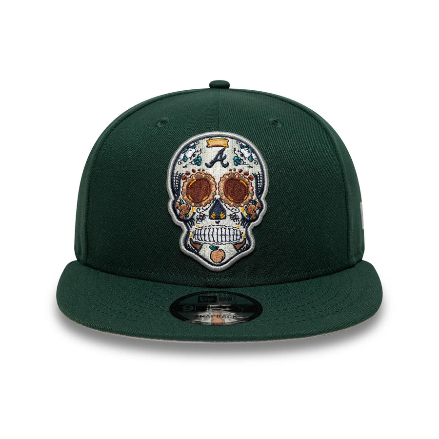 This is a Atlanta Braves MLB Sugar Skull Dark Green 9FIFTY Snapback Adjustable Cap 3