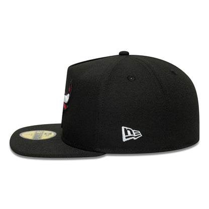 This is a Chicago Bulls Flat Black 59FIFTY A-Frame Fitted Cap 6