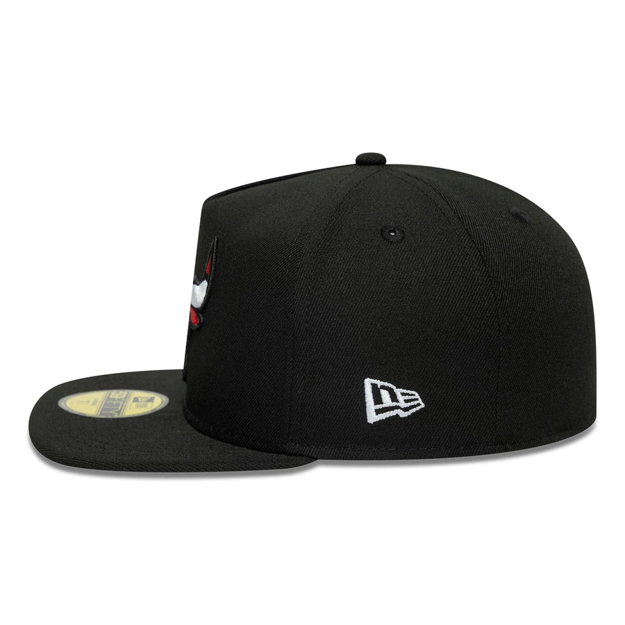 This is a Chicago Bulls Flat Black 59FIFTY A-Frame Fitted Cap 6
