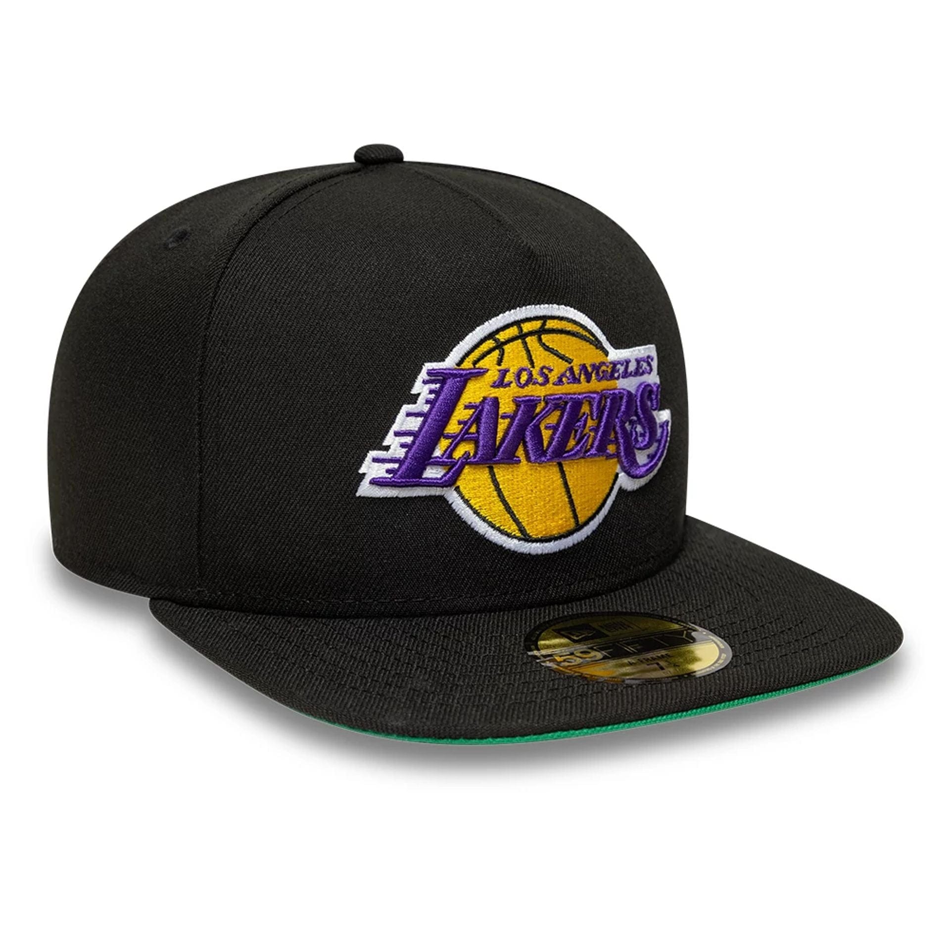 This is a LA Lakers Flat Black 59FIFTY A-Frame Fitted Cap 4