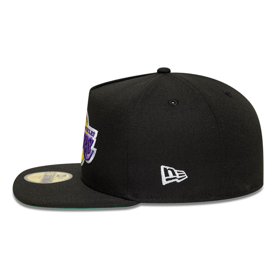 This is a LA Lakers Flat Black 59FIFTY A-Frame Fitted Cap 6