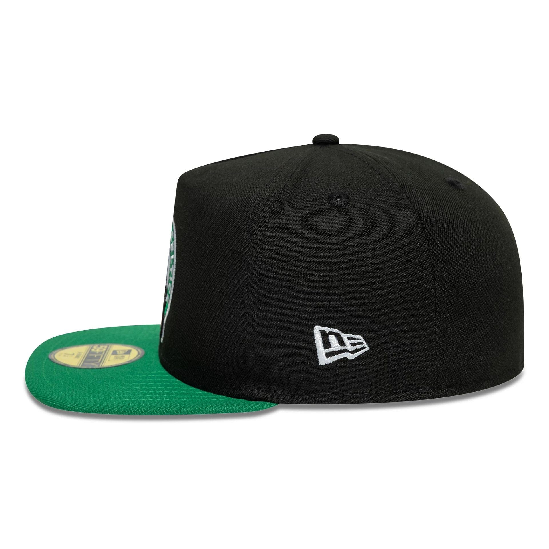 This is a Boston Celtics Flat Black 59FIFTY A-Frame Fitted Cap 4