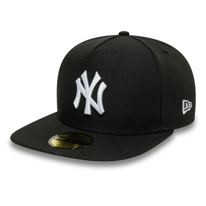 This is a New York Yankees Flat Black 59FIFTY A-Frame Fitted Cap 1