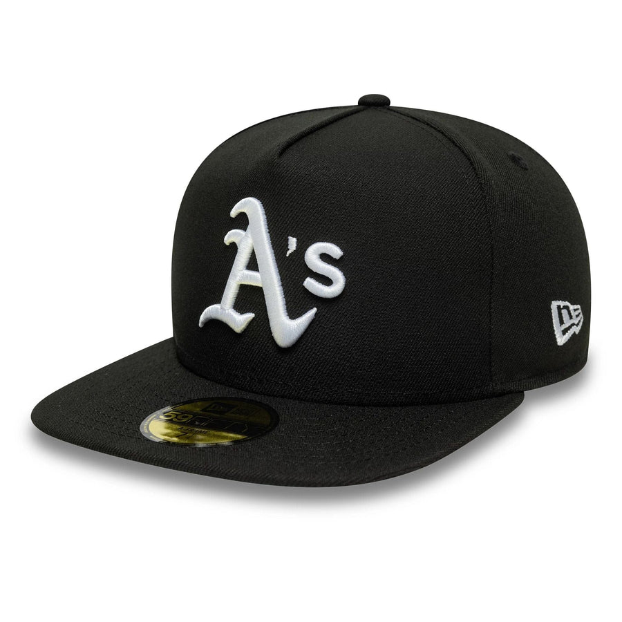 This is a Oakland Athletics Flat Black 59FIFTY A-Frame Fitted Cap 1