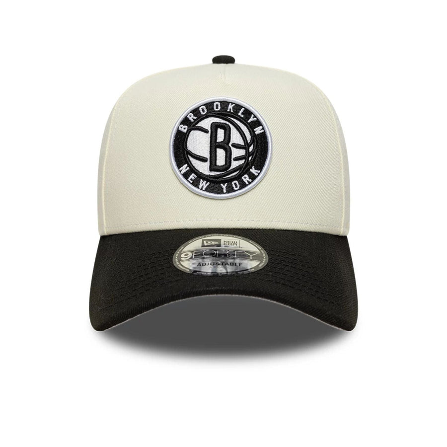 This is a Brooklyn Nets NBA Cream 9FORTY A-Frame Adjustable Cap 3