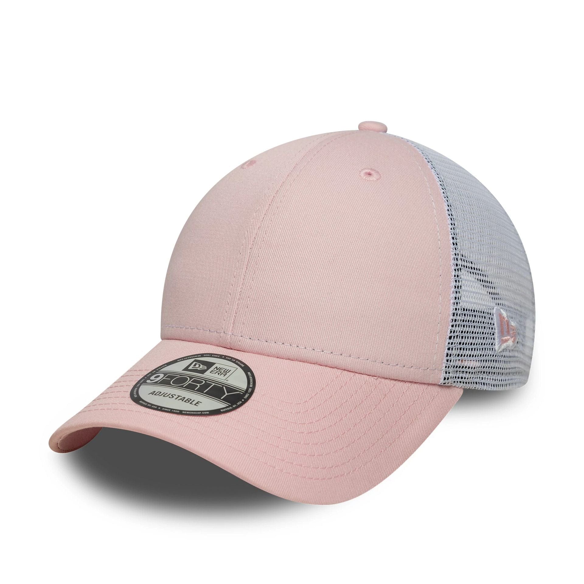 This is a New Era Pink 9FORTY Trucker Adjustable Cap 1