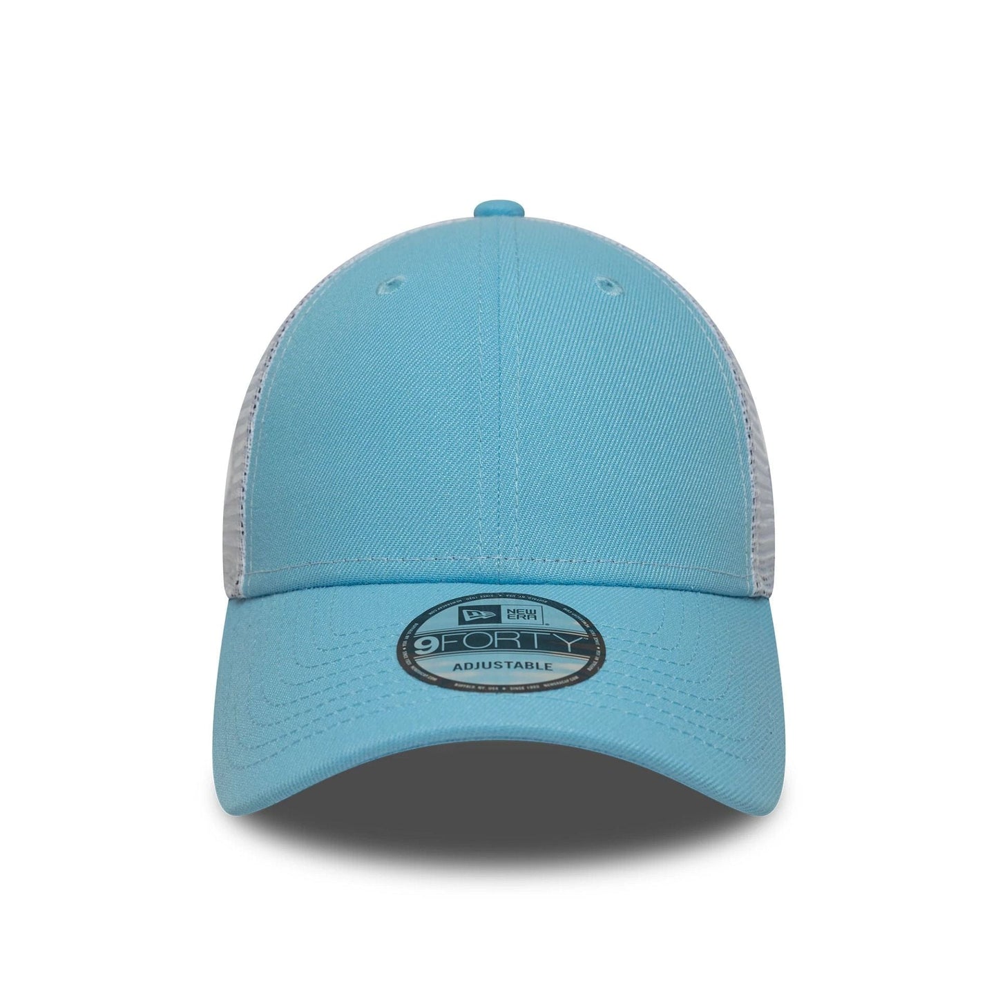 This is a New Era Pastel Blue 9FORTY Trucker Adjustable Cap 2