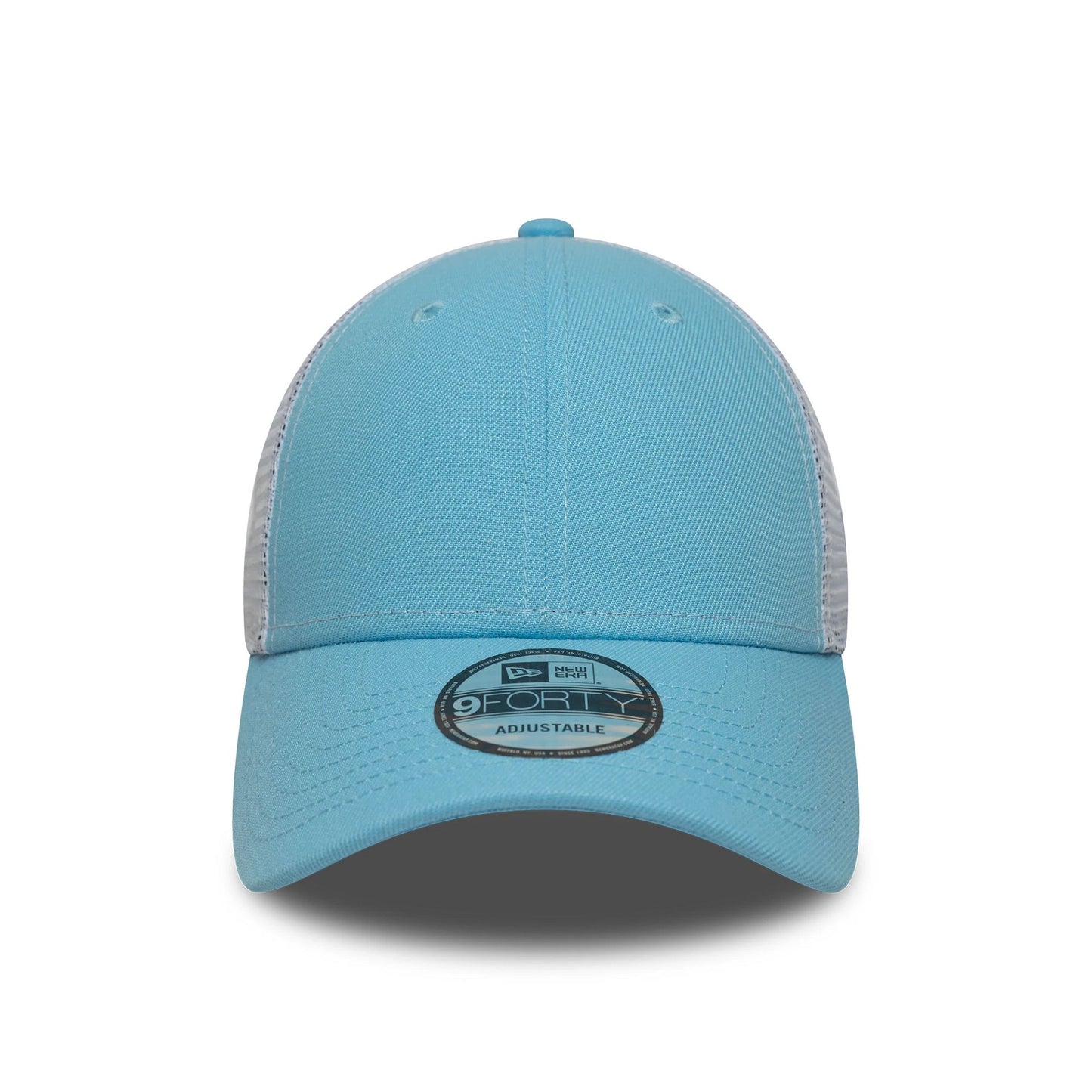 This is a New Era Pastel Blue 9FORTY Trucker Adjustable Cap 2