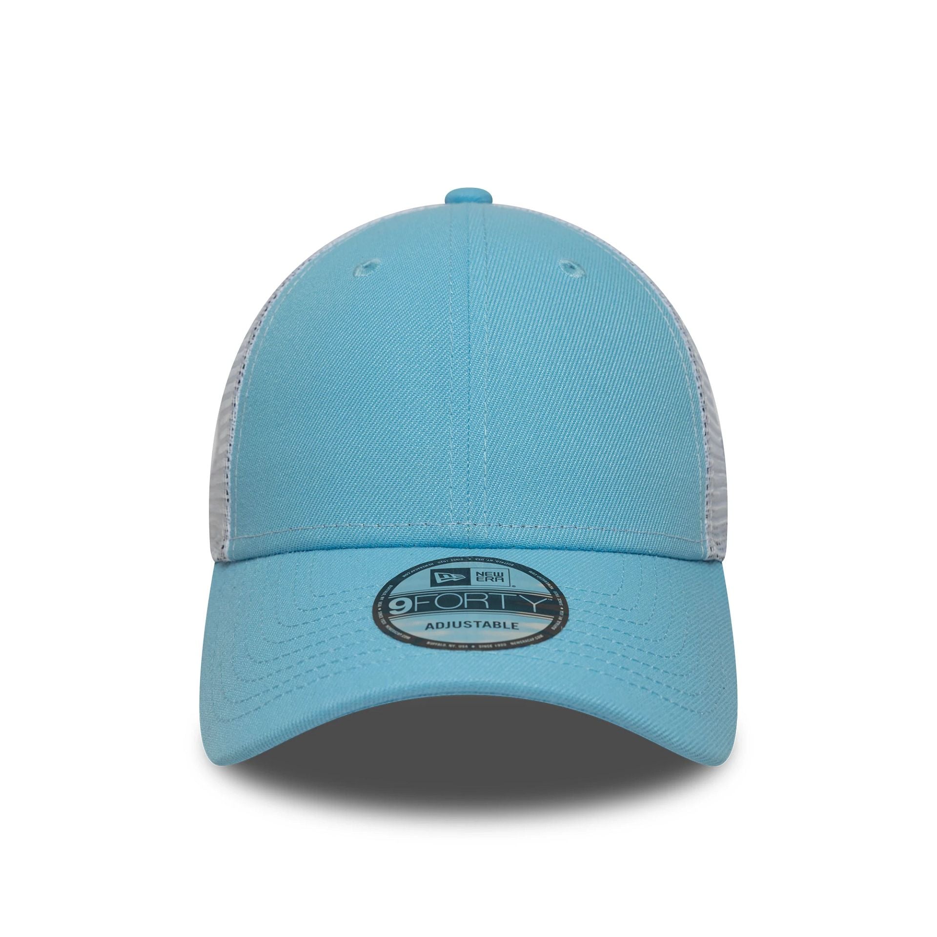 This is a New Era Pastel Blue 9FORTY Trucker Adjustable Cap 2