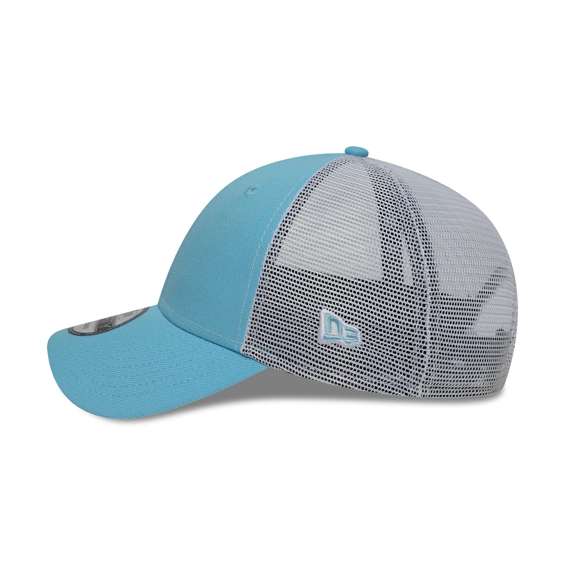 This is a New Era Pastel Blue 9FORTY Trucker Adjustable Cap 5