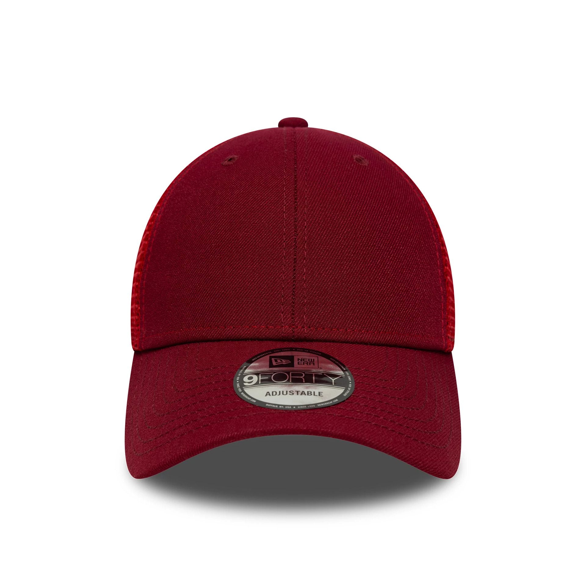 This is a New Era Dark Red 9FORTY Trucker Adjustable Cap 2