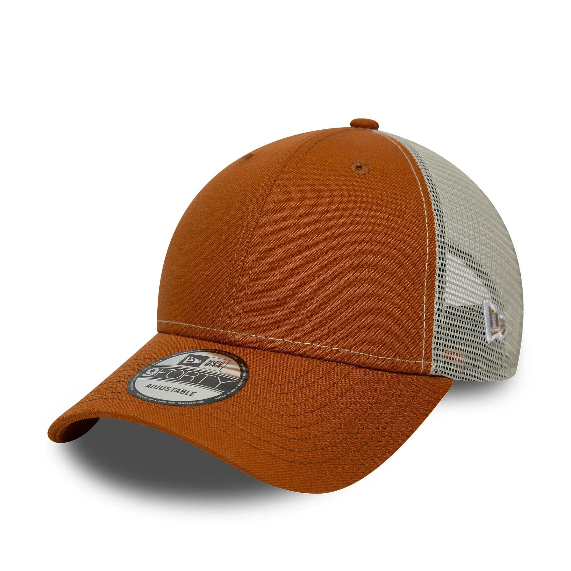 This is a New Era Brown 9FORTY Trucker Adjustable Cap 1