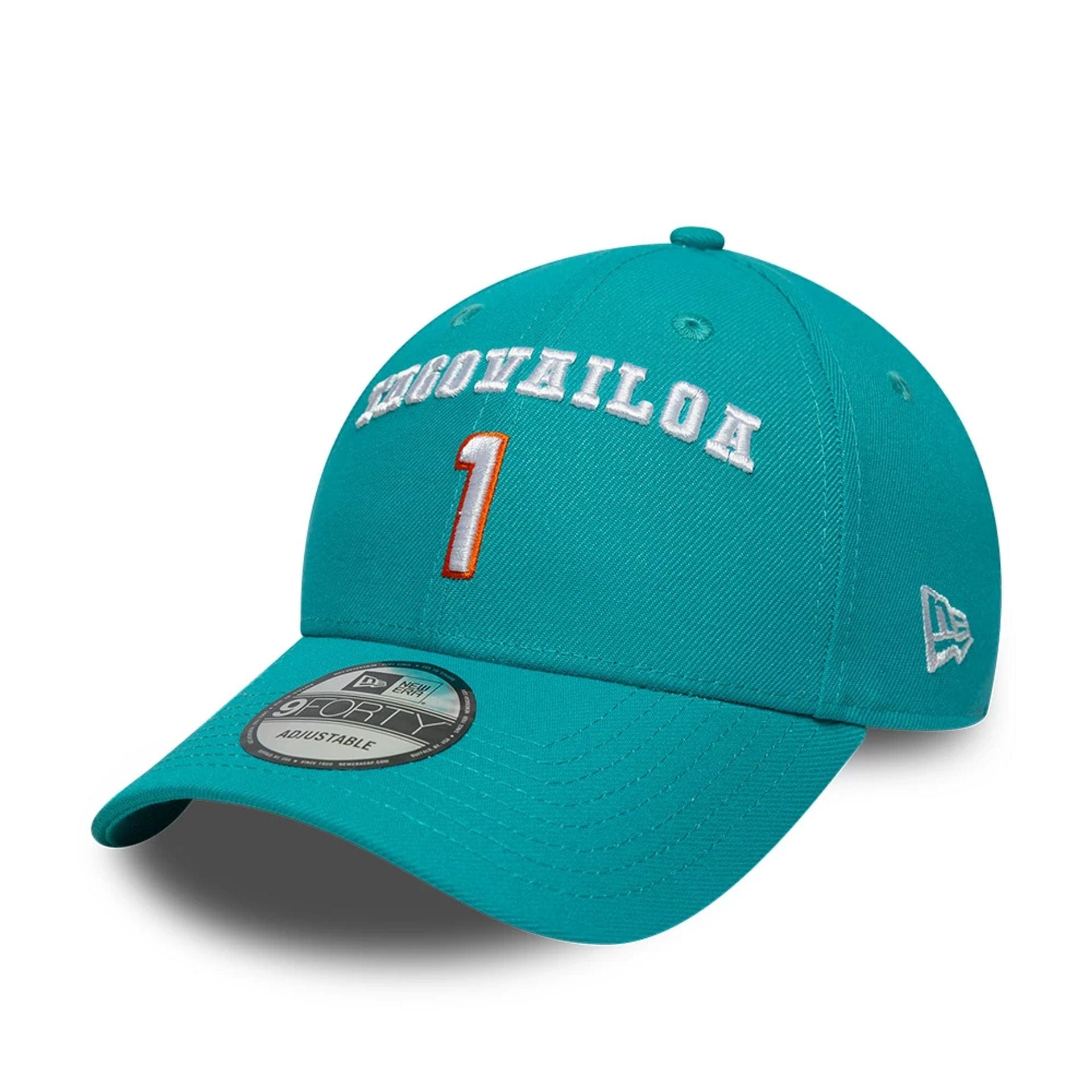 This is a Miami Dolphins NFL Tua Tagovailoa Turquoise 9FORTY Adjustable Cap 3