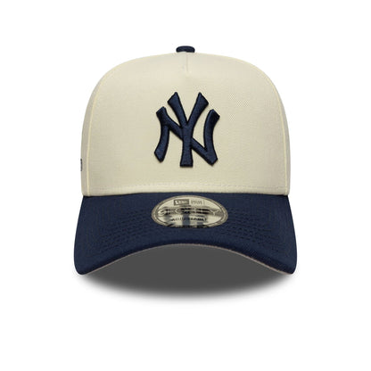 This is a New York Yankees MLB Chrome Blue Contrast Cream 9FORTY A-Frame Adjustable Cap 3