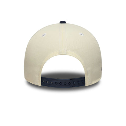 This is a New York Yankees MLB Chrome Blue Contrast Cream 9FORTY A-Frame Adjustable Cap 7
