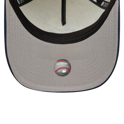 This is a New York Yankees MLB Chrome Blue Contrast Cream 9FORTY A-Frame Adjustable Cap 2