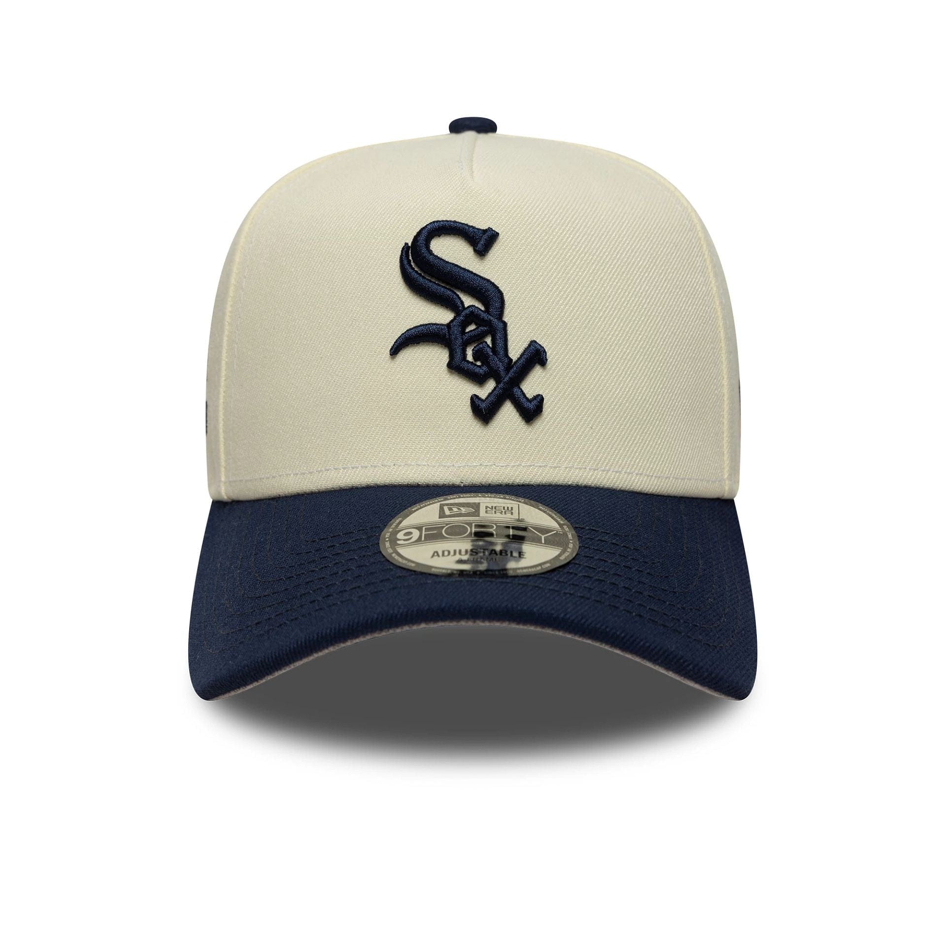 This is a Chicago White Sox MLB Chrome Blue Contrast Cream 9FORTY A-Frame Adjustable Cap 3