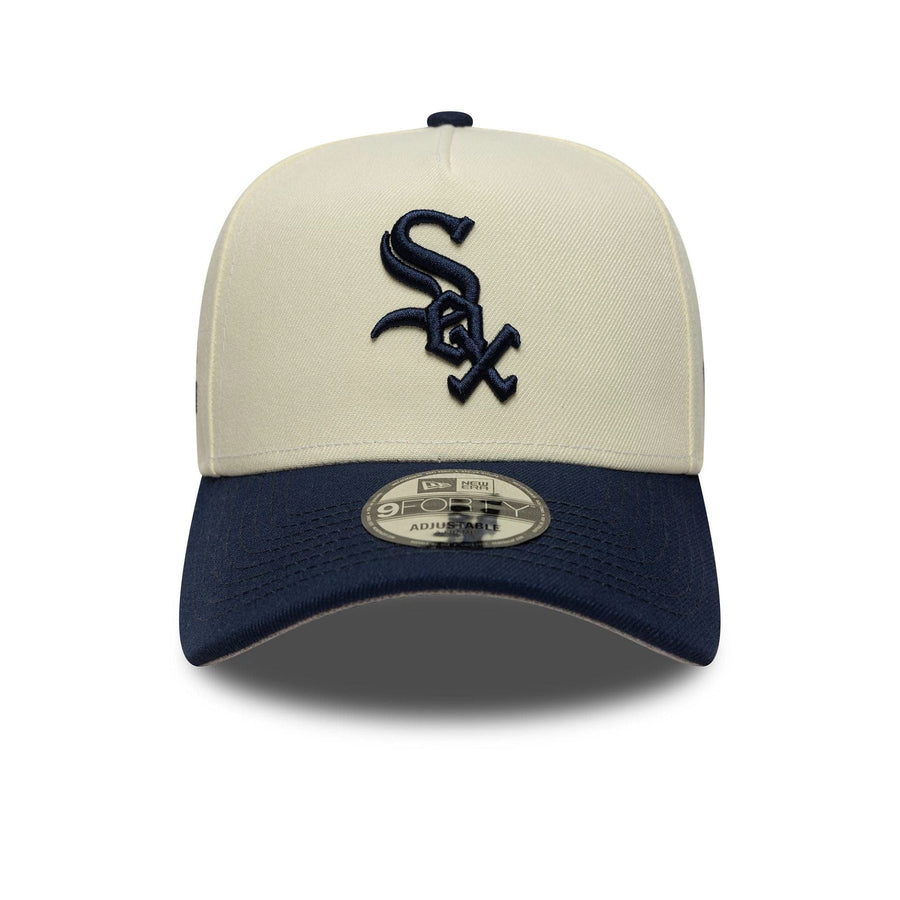 This is a Chicago White Sox MLB Chrome Blue Contrast Cream 9FORTY A-Frame Adjustable Cap 3