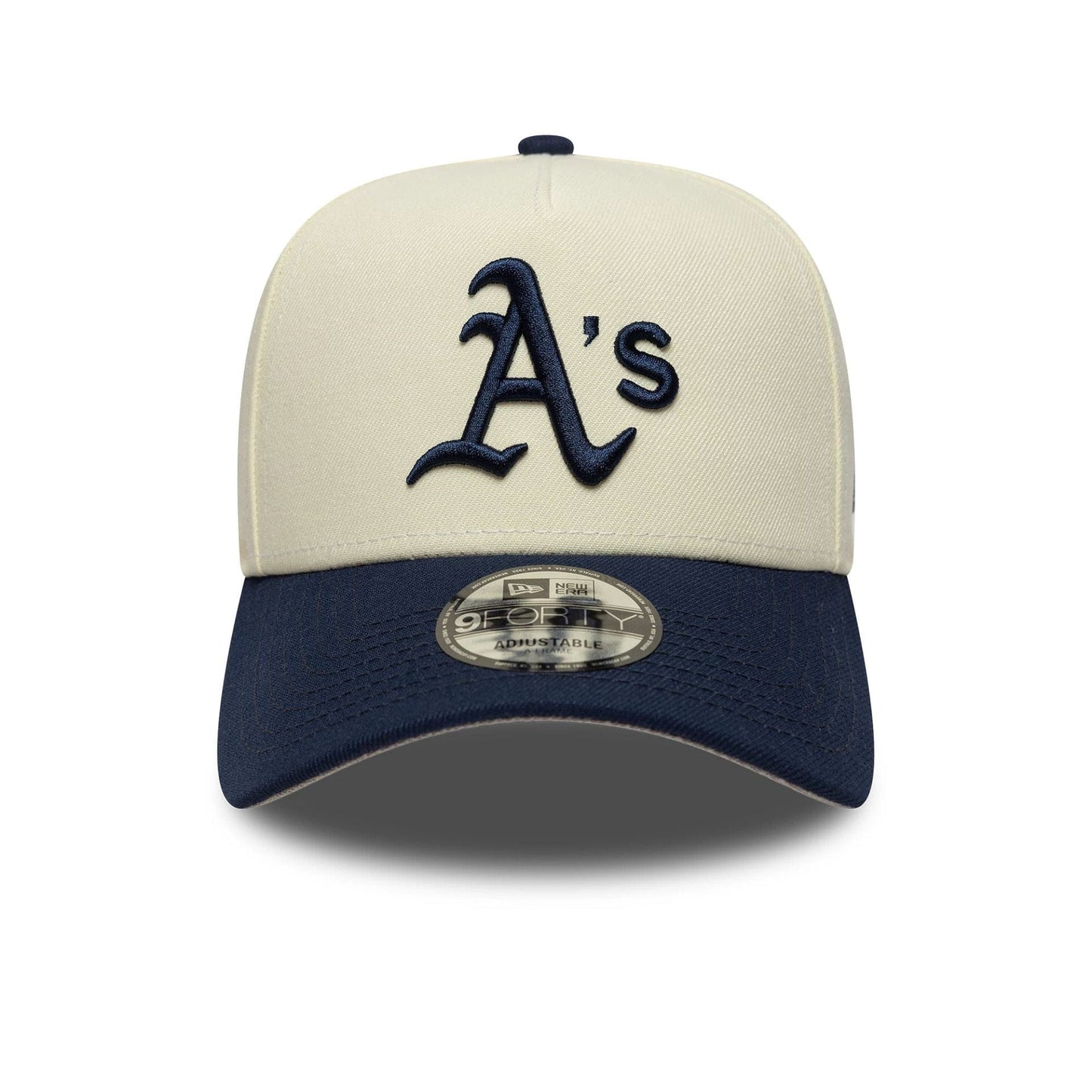 This is a Oakland Athletics MLB Chrome Blue Contrast Cream 9FORTY A-Frame Adjustable Cap 3