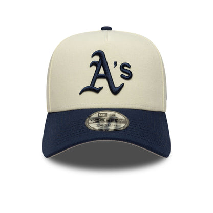 This is a Oakland Athletics MLB Chrome Blue Contrast Cream 9FORTY A-Frame Adjustable Cap 3