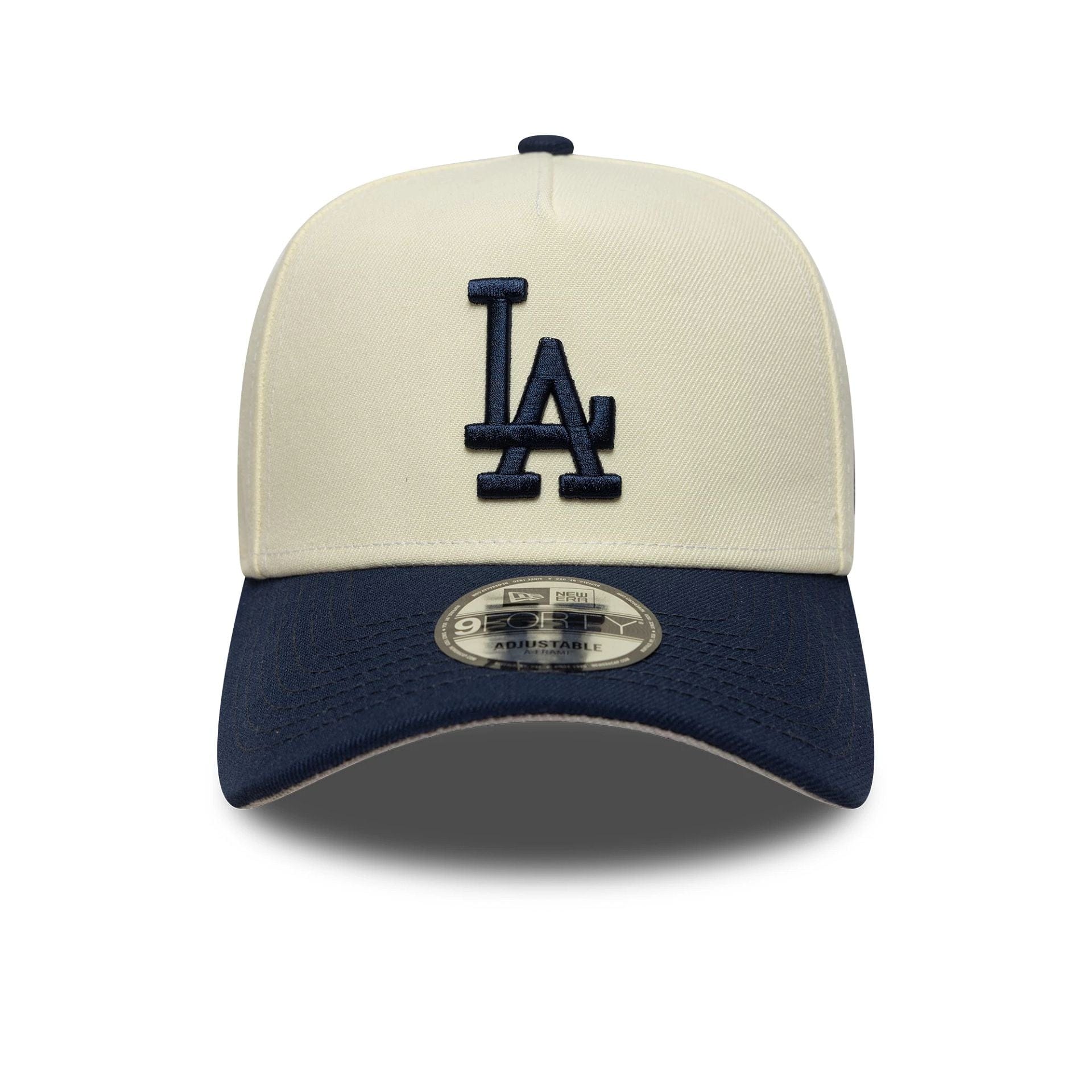 This is a LA Dodgers MLB Chrome Blue Contrast Cream 9FORTY A-Frame Adjustable Cap 3