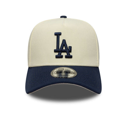 This is a LA Dodgers MLB Chrome Blue Contrast Cream 9FORTY A-Frame Adjustable Cap 3