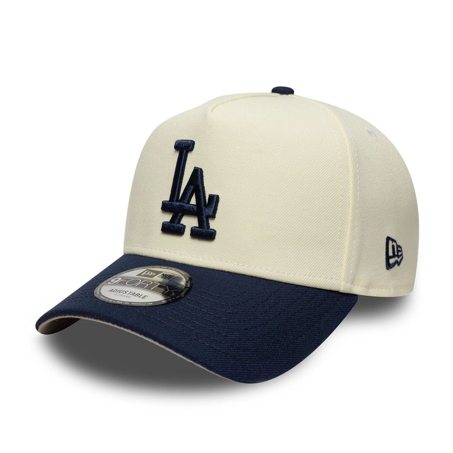 This is a LA Dodgers MLB Chrome Blue Contrast Cream 9FORTY A-Frame Adjustable Cap 4