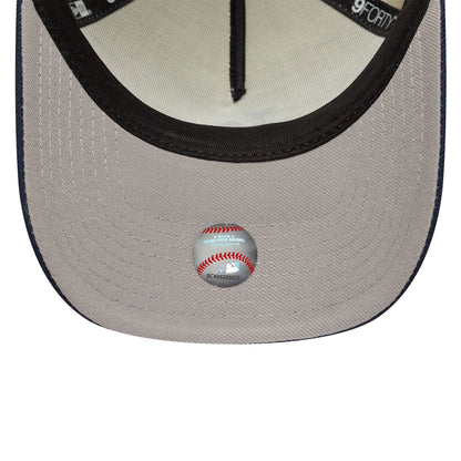 This is a LA Dodgers MLB Chrome Blue Contrast Cream 9FORTY A-Frame Adjustable Cap 2