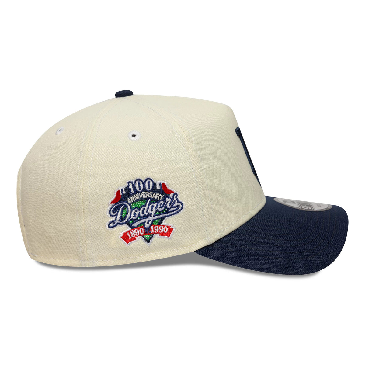 This is a LA Dodgers MLB Chrome Blue Contrast Cream 9FORTY A-Frame Adjustable Cap 5