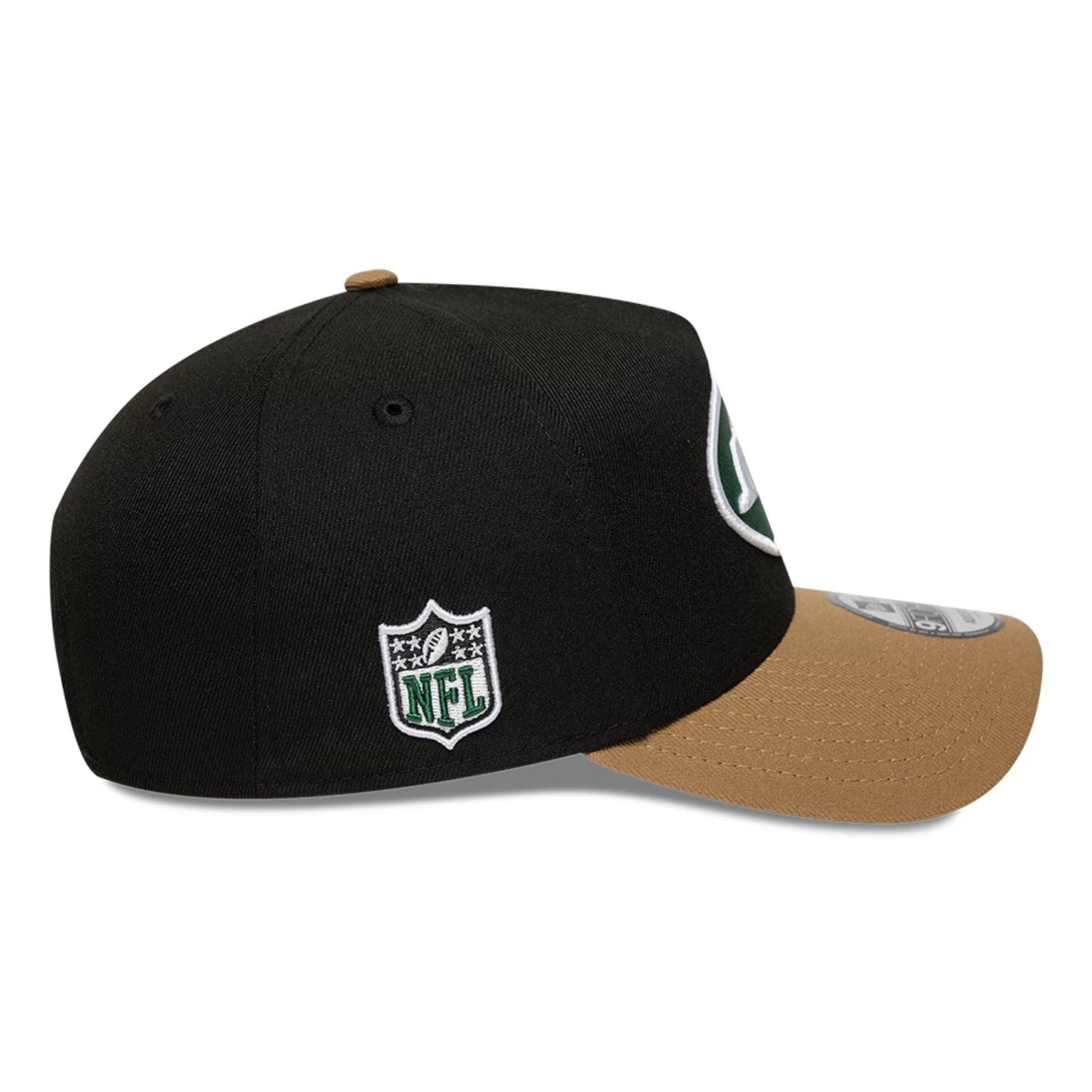 This is a New York Jets NFL Black 9FORTY A-Frame Adjustable Cap 5