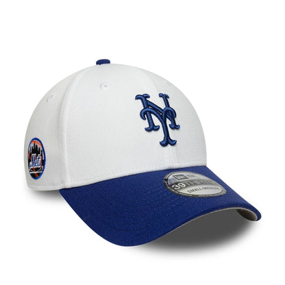 This is a New York Mets MLB White 39THIRTY Stretch Fit Cap 1