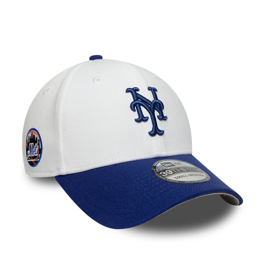 This is a New York Mets MLB White 39THIRTY Stretch Fit Cap 1