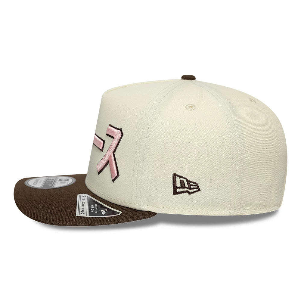 Pictured is this MLB Kanji LA Dodgers 9FIFTY A-Frame Snapback Adjustable cap in cream. 6