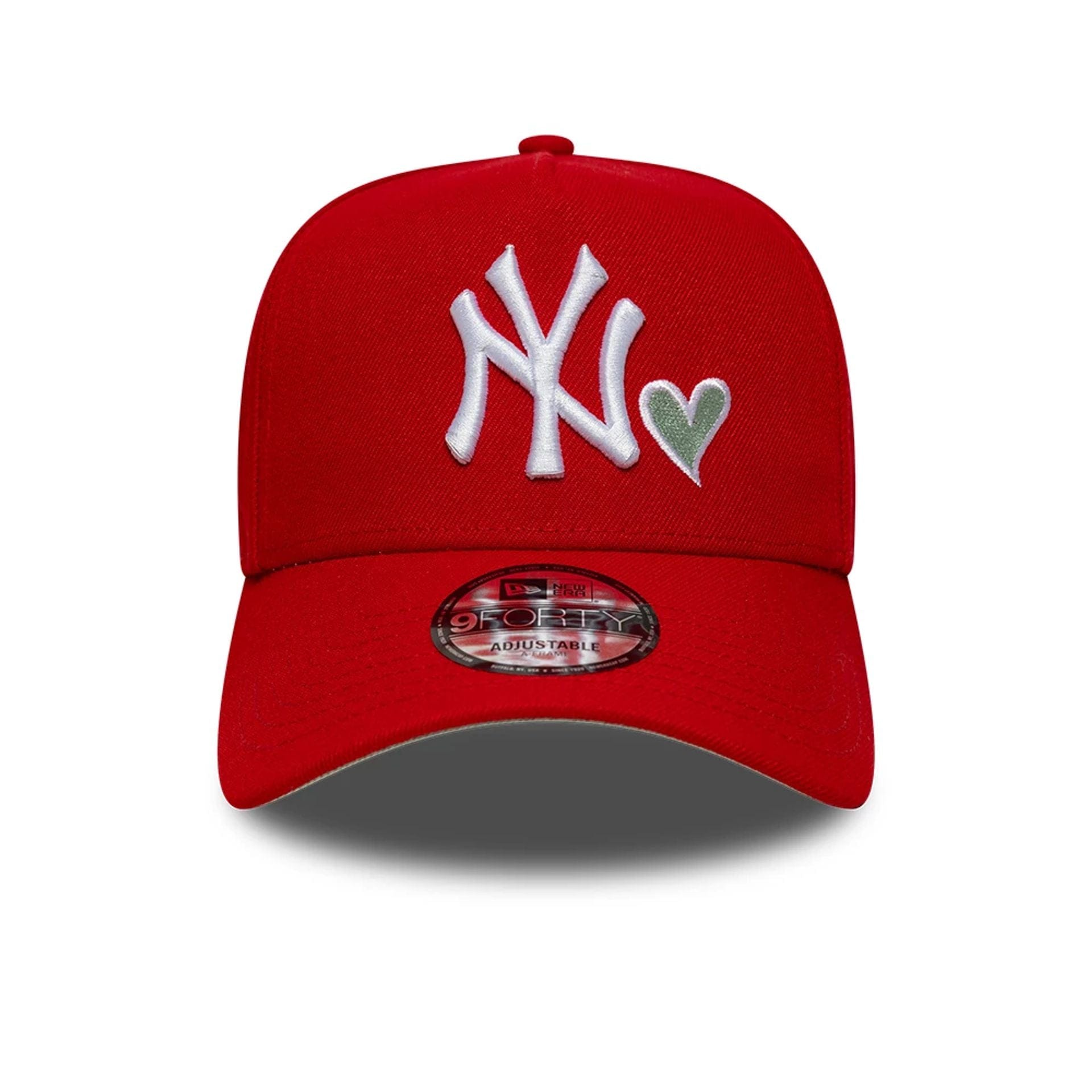This is a New York Yankees MLB Heart Red 9FORTY A-Frame Adjustable Cap 3